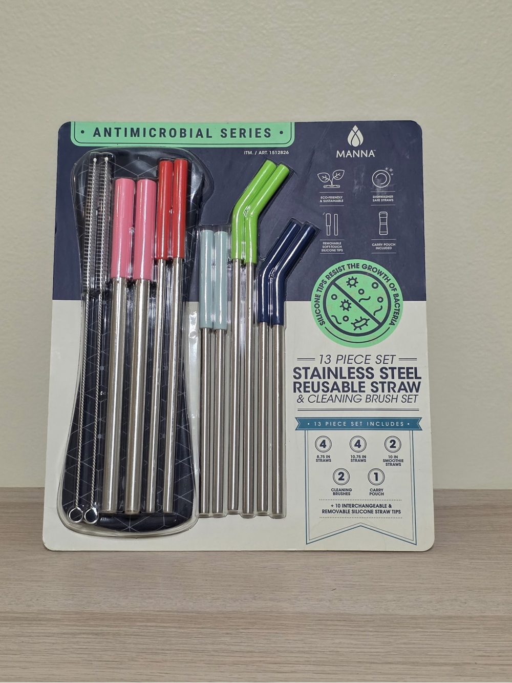 Anna Stainless Steel Reusable Straws - Multi-Color (13 Piece Set)